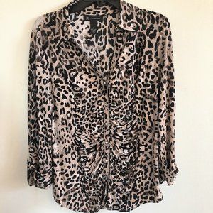 INC. Buttoned-down Animal Print Top - Size XL